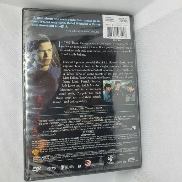 The Outsiders DVD Zoetrope Studio Francis Ford Coppola Presents Classic Novel - Picture 7 of 9